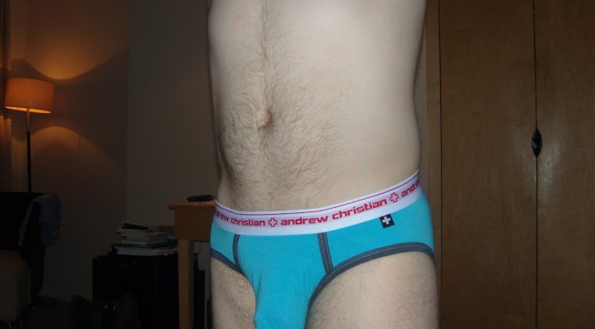 Day 329 – Aqua Andrew Christian Almost Naked Sports Briefs