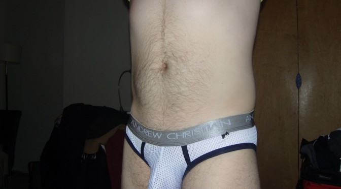 Day 334 – White Mesh Andrew Christian Almost Naked Briefs