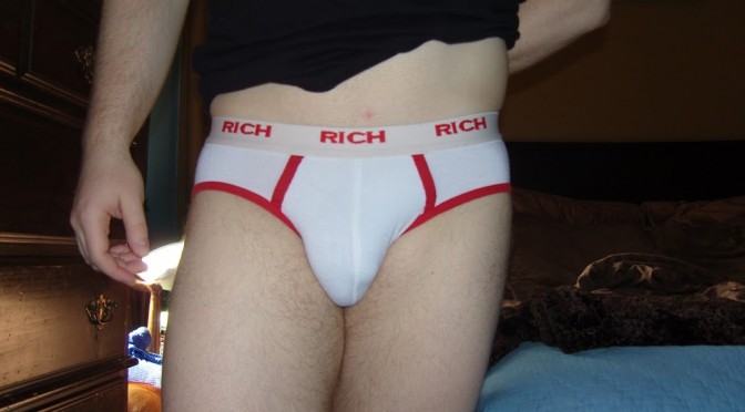 Day 404 – White Rich Underwear Briefs with Red Trim
