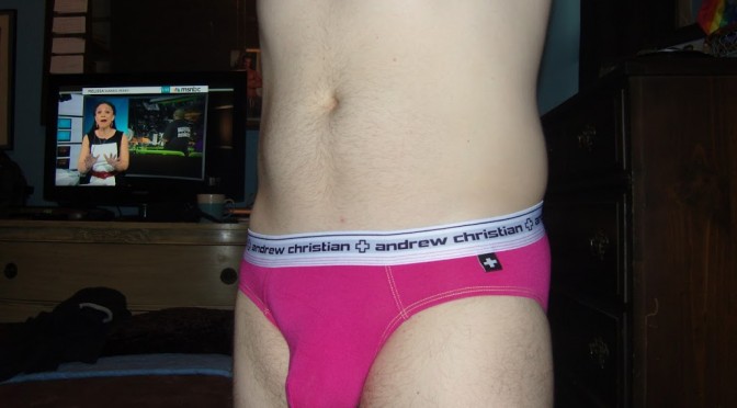Day 417 – Pink Andrew Christian Almost Naked Briefs