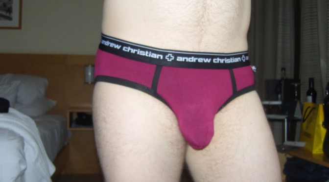 Day 462 – Burgundy Andrew Christian Almost Naked Sports Briefs