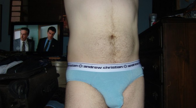 Day 516 – Light Blue Andrew Christian Almost Naked Briefs