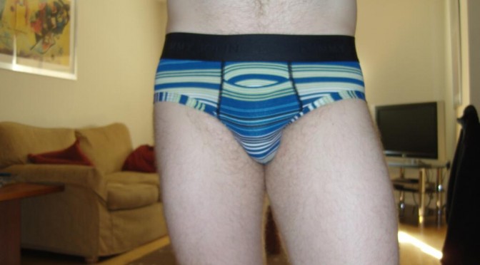 Day 600 – Blue and Green Striped Tommy John Briefs