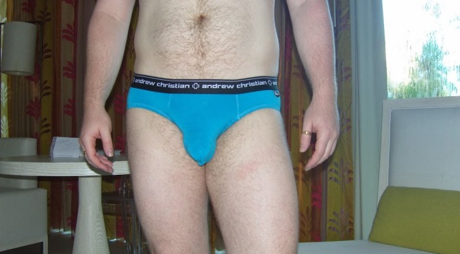 Day 697 – Turquoise Andrew Christian Almost Naked Briefs