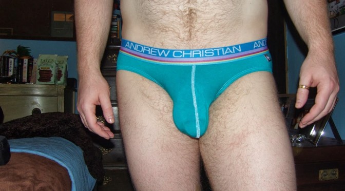 Day 703 – Teal Andrew Christian Almost Naked Smooth Vibe briefs