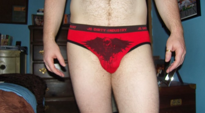 Day 717 – Red JS Dirty Industry Seamless Briefs