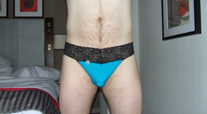 Day 708 – Turquoise Microlace Male Basics Thong