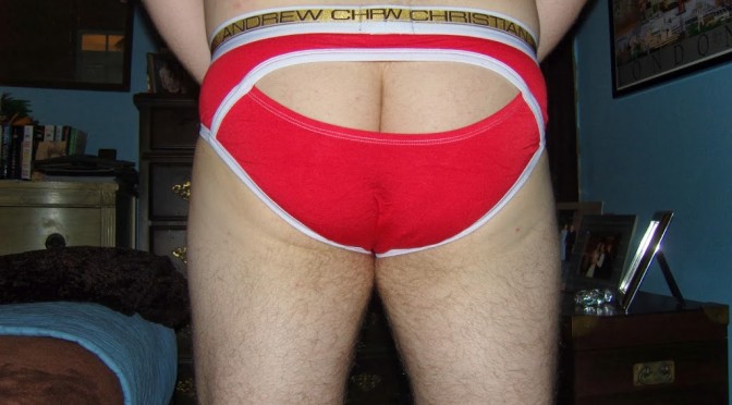 Day 768 – Red Andrew Christian Almost Naked Holiday Eclipse Briefs