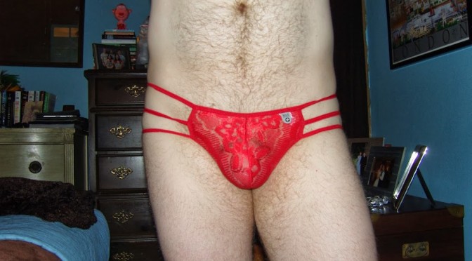 Day 770 – Male Basics Red Lace Thong