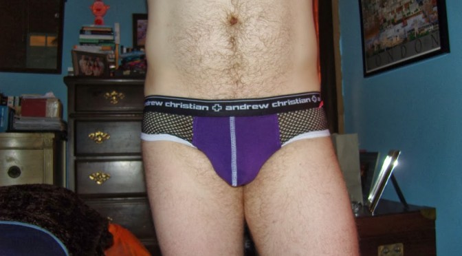 Day 786 – Andrew Christian Purple and Mesh Show It Briefs