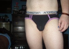 Day 878 – Black Andrew Christian Tighty Whitey Punked Briefs