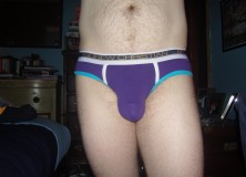 Day 945 – Purple Andrew Christian Color Vibe Briefs w/Almost Naked