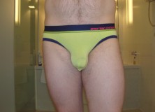Day 957 – Neon Yellow Andrew Christian Almost Naked Briefs