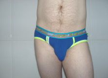 Day 1066 – Blue Andrew Christian Tighty Whitey Punked Briefs
