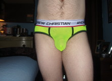 Day 1124 – Yellow Mesh Andrew Christian Almost Naked Briefs