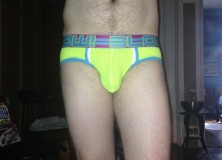 Day 1190 – Yellow Mesh Andrew Christian Blow Briefs