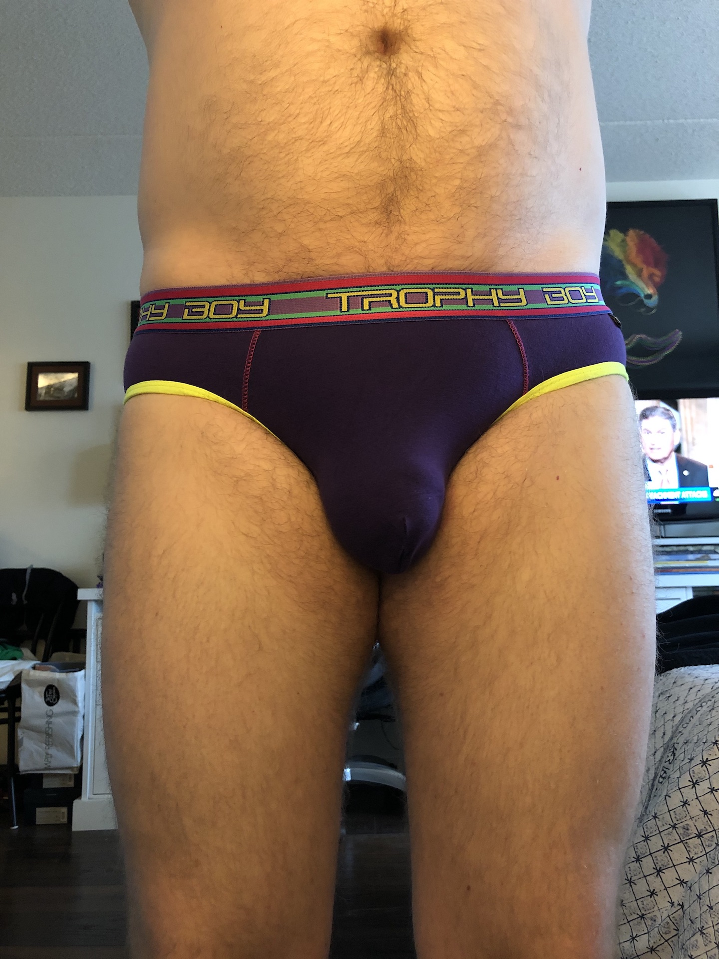 Colourful and bright purple Andrew Christian briefs today