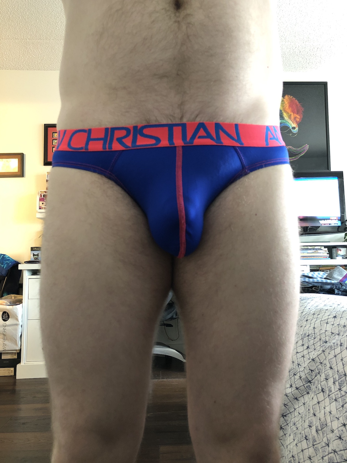 Shiny Andrew Christian briefs today…